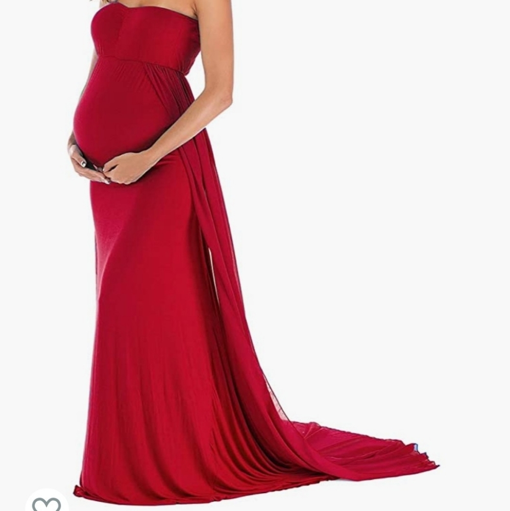 Red Maternity Photo Shoot Dress